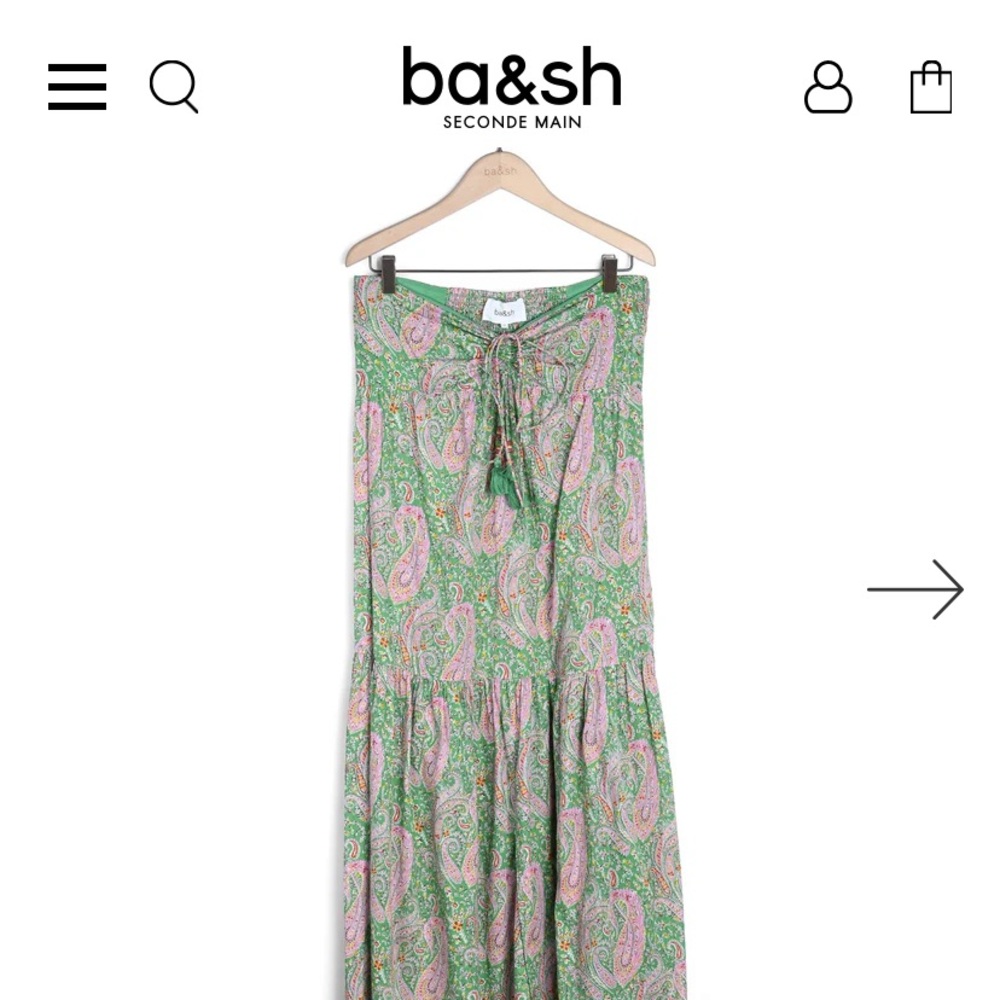 NEW BA&SH Omy Paisley Strapless Cotton Maxi Dress. M/L. Green Pink Print - Picture 3 of 6